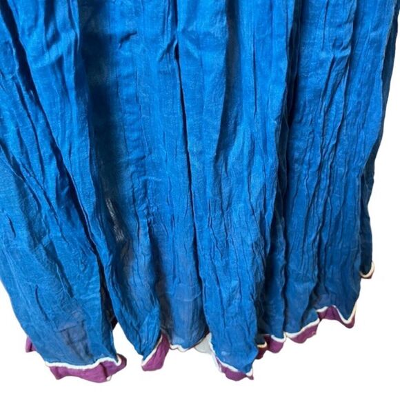 Made In India Women's Cotton Boho Skirt Gorgeous Detail Blue Size M/L - Picture 6 of 11